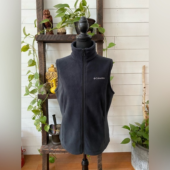 Columbia: Charcoal Black Fleece Zip Up Vest - Picture 13 of 15